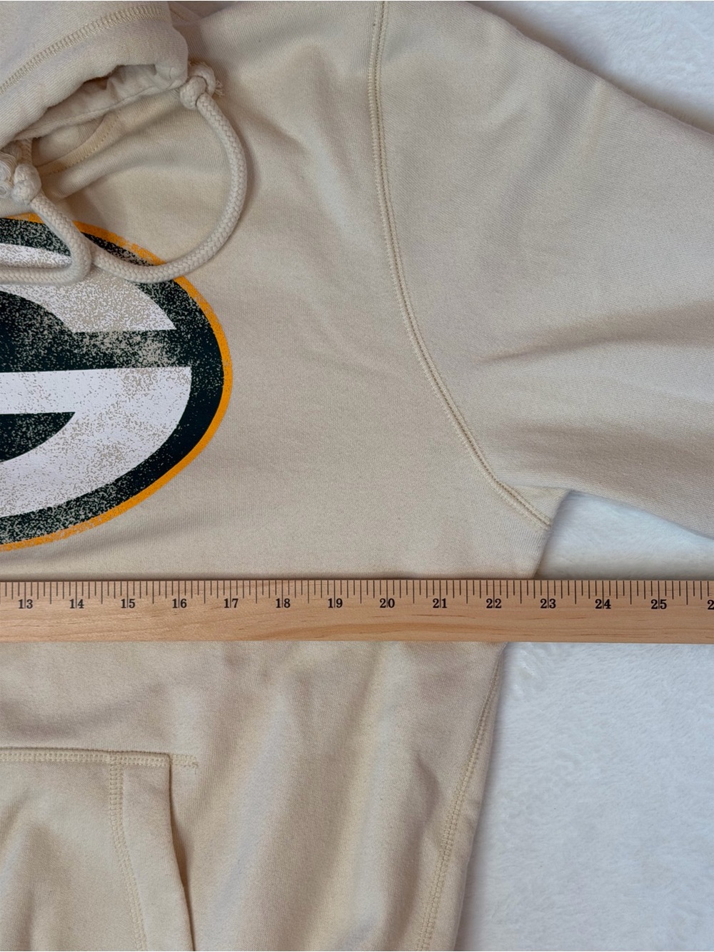 47 Brand Green Bay Packers Hoodie Cream Distressed Logo NFL Medium - Picture 7 of 9